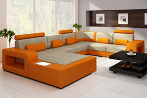 sofa amarelo e bege