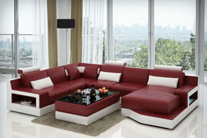 sofa canto vermelho