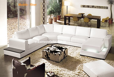 Sala com Sofá de couro branco