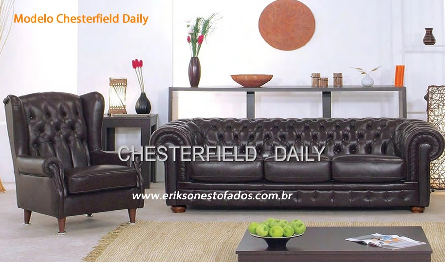 Sofá Chesterfield em couro legítimo