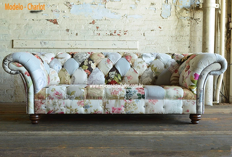 Sofá Chesterfield estampado - Clássico e Belo