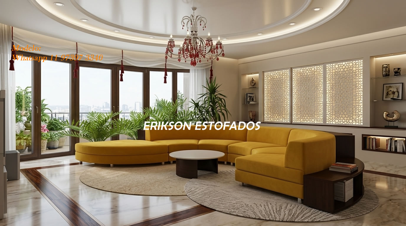 Sofá curvo sob medida com design moderno para sala de estar de luxo